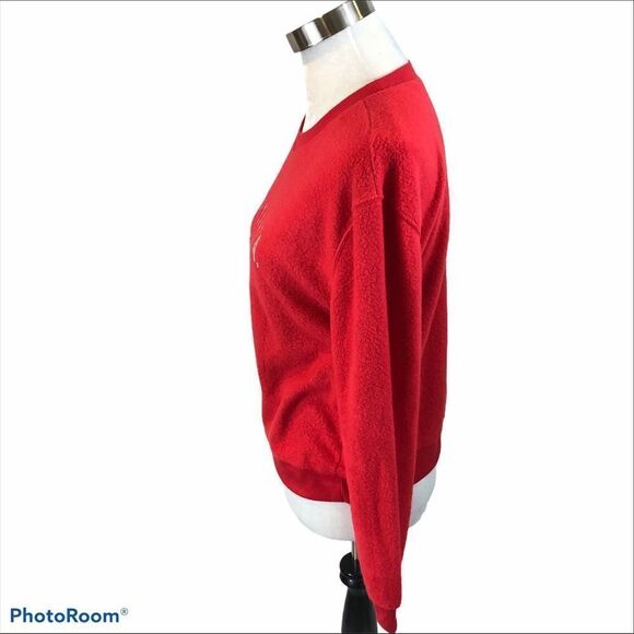 No Boundaries Red Fuzzy Santa Sweatshirt Size Med - Picture 5 of 8